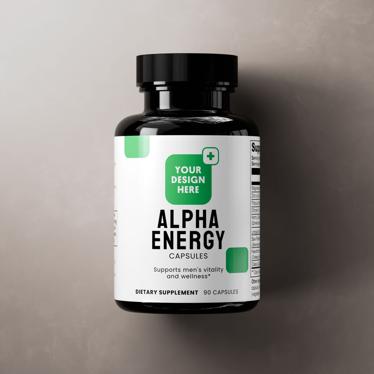 Packaging for Alpha Energy Capsules addressing Erectile Dysfunction